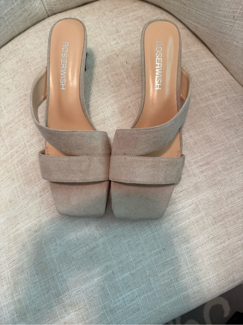 Taupe Suede Slide kitten heels